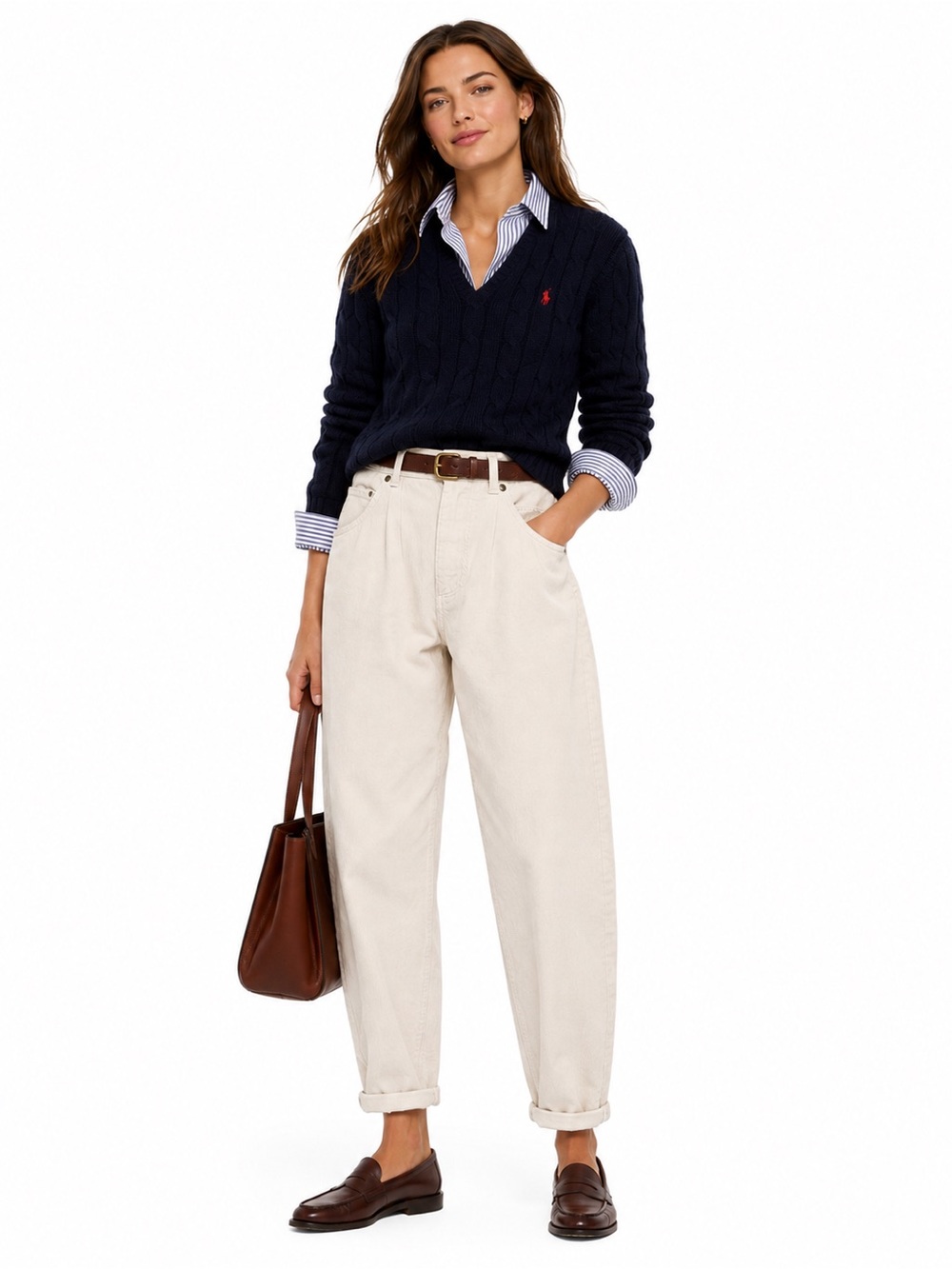 Vintage 80s Sasson Jeans Ivory Corduroy High Waist Tapered Pants Japan Sz 6